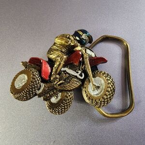 3 Wheeler Racing Belt Buckle 2" Vintage 1985 Euc